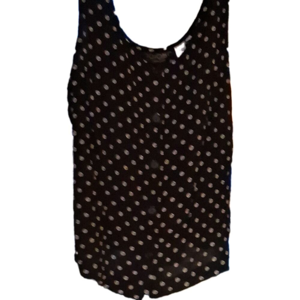 Totonko Women’s M Black & White Polka Dot Button Front Scoop Neck Tank Top